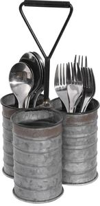 Porte-ustensiles moderne en métal galvanisé à 3 compartiments Diviseurs robustes Organisateur de table Maison Cuisine Fête Couverts Cuillère Repose - Product Image 6