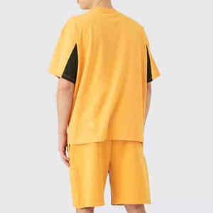 Conjunto doble de ropa informal de alta calidad 100% algodón Puff estampado Logo camisa y pantalones cortos conjunto de 2 piezas conjunto doble para hombres de dos tonos de color - Product Image 2