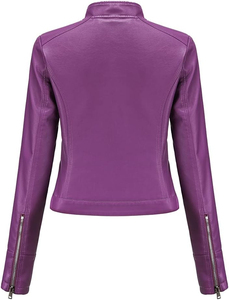 Venta al por mayor recortada estilo bombardero chaqueta de cuero de oveja genuina para las mujeres de Moda de Primavera motocicleta engranaje terminado de procesamiento - Product Image 2