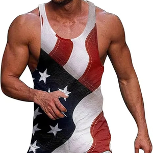 Custom <b>Men's</b> Tank Top 100% Cotton New Breathable Fashion <b>Vest</b> Large Size Casual Sleeveless Top with Full Print Loose Fit - Product Image 1