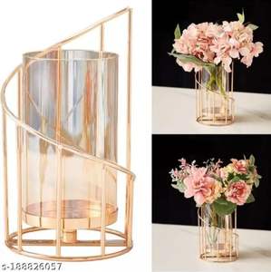 Vase à fleurs élégant classique plaqué or pour salon forme ronde articles de décoration de la maison élégants pour salon - Product Image 3