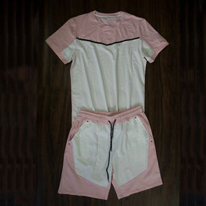 Ensemble T-shirt et short pour homme en coton 100% respirant, décontracté, été, 2 pièces - Product Image 2