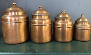 Antique <b>Copper</b> Canister Set With Handmade Texture And Classic Design Creating A Timeless Addition To Your <b>Kitchen</b> Collection - Product Image 5