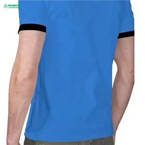 Polo Azul de Manga Corta para Hombre con Ribete en Contraste y Logotipo Estampado en la Parte Delantera, Corte Regular, Algodón Piqué, Estilo Casual - Product Image 5