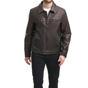 2025 Último diseño Chaqueta de cuero de oveja de bajo precio Calidad de muesca superior Ropa de calle hecha a medida Chaqueta de cuero genuino para hombres - Product Image 1
