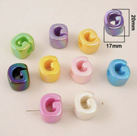 100 pièces de perles en plastique pour chaîne de téléphone portable, perles acryliques plaquées UV irisées, grand trou de 20 mm, lettres de l'alphabet