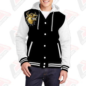 แจ็กเก็ตทีมตัวแทนอบอุ่นมีฮู้ดสำหรับผู้ชายผ้าฟลีซปักลูกปัดผ้าฝ้าย100% พิมพ์ลายดิจิตัลย้อมสีเรียบสำหรับฤดูหนาว - Product Image 5