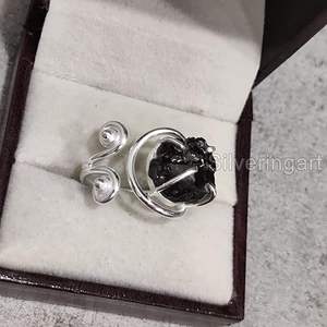 Anillo de Plata de Ley 925 con Granate Natural, Piedra de Nacimiento de Enero, Ajustable, Regalo de Navidad, Joyería Hecha a Mano - Product Image 4