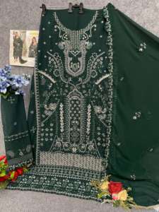 Diseñador Heavy Pure Fox Georgette con bordado pesado traje pakistaní ropa de fiesta - Product Image 4