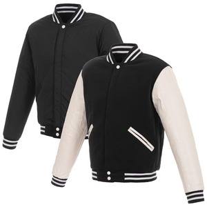 Veste universitaire en toile et cuir personnalisée avec bordure en fourrure de mouton pour les écoles, les collèges et les équipes sportives - Product Image 4