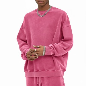 High Quality Cotton Polyester Pullover Acid Washed <b>Sweatshirt</b> for <b>Men</b> Custom OEM Winter Wear with Own Logo for Autumn - Product Image 1