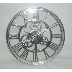 Reloj de pared de aluminio fundido con patrones de números románicos, reloj decorativo de buena calidad, superventas, reloj de plata montado en Interior - Product Image 2