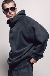 Promoción Heavyweight Acid Wash Vintage Sweat Suits Chándales para hombres Sudadera con capucha Pantalones de chándal Conjunto Frente Logo Posición Liso en blanco - Product Image 2