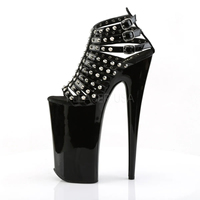 10 "noir Rivet extrême haute plate-forme talons Ballet orteil Goth chaussures femmes Rivet décapant talon Femme Sexy discothèque pôle danse talon