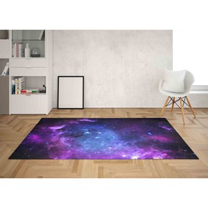 Tapis imprimé paysage ciel étoilé, motif violet et bleu pour un nettoyage facile, tapis en velours - Product Image 3