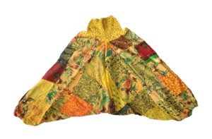 Pantalon sarouel unisexe en coton de style afghan, patchwork jaune, cordon de serrage, rayonne multicolore, matériel respirant, yoga d'été - Product Image 3