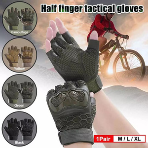 Buena calidad montar senderismo medio dedo entrenamiento caza antideslizante deporte al aire libre combate táctico guantes de cuero de Pakistán - Product Image 6