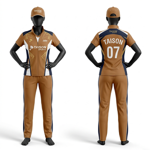 Conjunto Deportivo de Bádminton para Mujer, 280 GSM, Poliéster Interlock, Diseño de Paneles Marrón y Blanco, Logotipo Personalizado por Sublimación, Conjunto de Entrenamiento Premium - Product Image 2