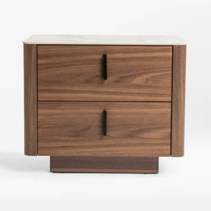 Table de chevet en bois contreplaqué de style moderne et antique avec 2 tiroirs pour la maison, la chambre à coucher, le salon, l'appartement ou la villa d'un hôtel - Product Image 1