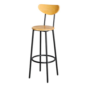 Tabouret de bar haut GBAK006 avec dossier, style farmhouse, en acier inoxydable et PU, design simple pour mobilier de bar ou chaise - Product Image 1