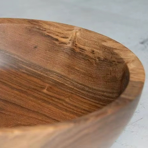 Cuenco para mezclar de madera de Acacia Natural hecho a mano ecológico de ILAHI para uso seguro de alimentos de alta resistencia estilo americano Chefs Bakers High - Product Image 1