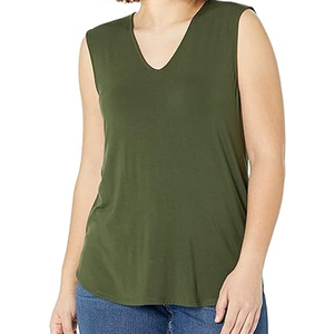 Oem Service Summer Lightweight Knitted Casual Women Tank <b>Top</b> Plus Size Outdoor Use with Front Logo - Product Image 1