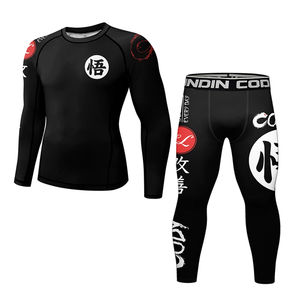 Wholesale Heat-Transfer Printed Custom Logo UPF50 <b>Rash</b> <b>Guard</b> Set for MMA <b>BJJ</b> with Anti-Bacterial Breathable Fabric - Product Image 3