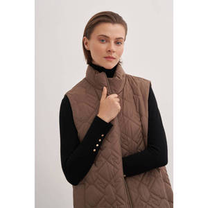 Women's Casual <b>Quilted</b> Vest with Zipper and Button Closure - Product Image 3