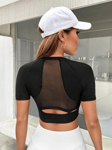 Top Deportivo Corto de Secado Rápido, Sexy, con Espalda Descubierta, Camiseta Deportiva Lisa para Mujer, Nueva Moda, Camiseta Deportiva de Manga Corta - Product Image 4