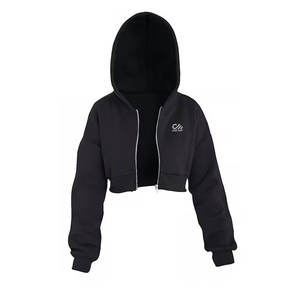 เสื้อฮู้ดกันหนาวแขนยาวสำหรับผู้หญิงเสื้อครอปแบบสวมหัวเสื้อฮู้ดขนแกะ - Product Image 1