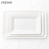 Ensemble de 3 plateaux rectangulaires en céramique et porcelaine JOZING, écologiques, modernes et luxueux, avec bord festonné