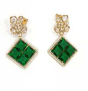 Ensemble collier et boucles d'oreilles de luxe de haute qualité avec longueur réglable finition mate laiton et zircone cubique livraison gratuite - Product Image 2