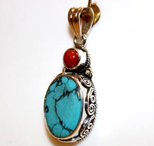 Colgante de Plata de Ley 925 de estilo Vintage Unisex, Coral rojo Natural de grado superior, turquesa, regalo de fiesta de aniversario de boda para mujer - Product Image 6
