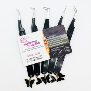 Nuevas pinzas con abalorio de corazón, pinzas para pestañas con abalorio de visón, pinzas de extensión de pestañas negras de mariposa de tendencia superior sostenibles - Product Image 3