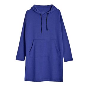 Wholesale East West Womens Long Fleece Pullover Hoodie Ladies Winter Sweatshirt Hooded Design Female Maxi Tunic Dress - Product Image 1