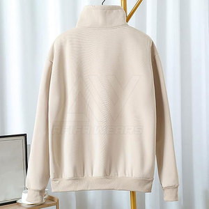 2024 Unisex 100% algodón poliéster alta calidad patrón sólido liso teñido técnica invierno media cremallera Tops con capucha nueva llegada - Product Image 2