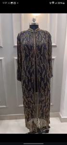 Kaftan Abaya traditionnel marocain musulman, perlé, fait à la main, bleu, nylon, polyester, robe maxi modeste à manches longues, nouveau design - Product Image 2