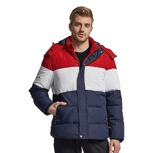 Veste matelassée lourde pour hommes Manteau d'hiver à capuche détachable résistant à l'eau Résistance au vent Service OEM Coque en nylon lavée à l'avant - Product Image 3