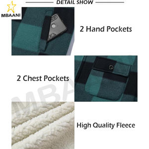 Relaxed Fit Flannel <b>Sherpa</b>-<b>Lined</b> <b>Shirt</b> Jacket For Men - Product Image 4