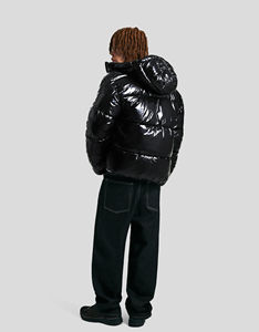 Dernière conception personnalisée Logo brillant à capuche hommes doudoune 100% Polyamide léger coupe-vent hiver extérieur bulle veste - Product Image 2