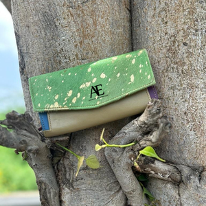 Real hecho a mano elegante Stubby colores del arco iris piel metálica reciclar cuero mujeres embrague multiuso monedero/ATM bolsa de moda - Product Image 1