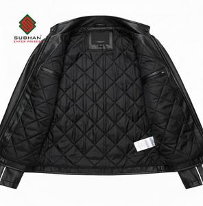 Chaqueta Bomber de Cuero de Oveja Genuino Negra Hecha a Mano para Hombre con Forro de Lana y Cierre de Cremallera |   Regalo para Él - Product Image 5