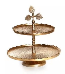 <b>Set</b> of Three Aluminum Plated <b>Cake</b> <b>Stand</b> With Standing Base Gold Finishing <b>Cake</b> Holder Metal <b>Stand</b> For <b>Cake</b> - Product Image 5