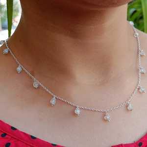 <b>Silver</b> Handmade Minimalist <b>Necklace</b> Rainbow Moonstone Beads Gemstone Jewelry for Birthday Anniversary Fashion Beaded <b>Necklace</b> - Product Image 5