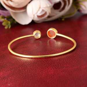 Trendy Demand <b>Boho</b> Gemstone Cuff <b>Boho</b> Brass Bangle for Women 18K Gold Plated Minimalist Open <b>Bracelet</b> for Wholesale OEM ODM - Product Image 4