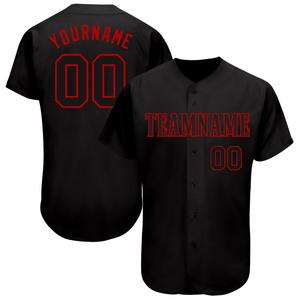 Jersey de béisbol auténtico negro-rojo personalizado de la industria de la ropa deportiva de Pakistán - Product Image 1