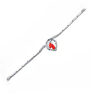 "Gorgeous Gold-Plated Rhinestone Custom Anklet with Red Gemstones for Women" - Product Image 2