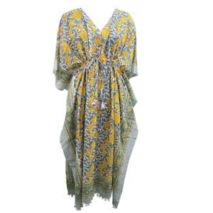 Robe longue en coton pour femmes, style hippie bohème indien, parfaite comme cache-maillot de bain - Product Image 1