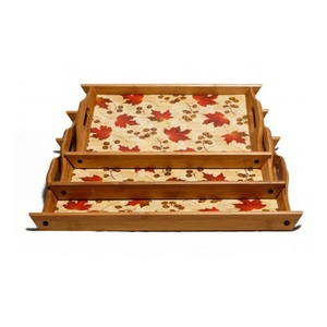 Produit de qualité supérieure finition personnalisée plateau de service en métal avec poignées pour petit déjeuner plateau de serveur de nourriture - Product Image 4