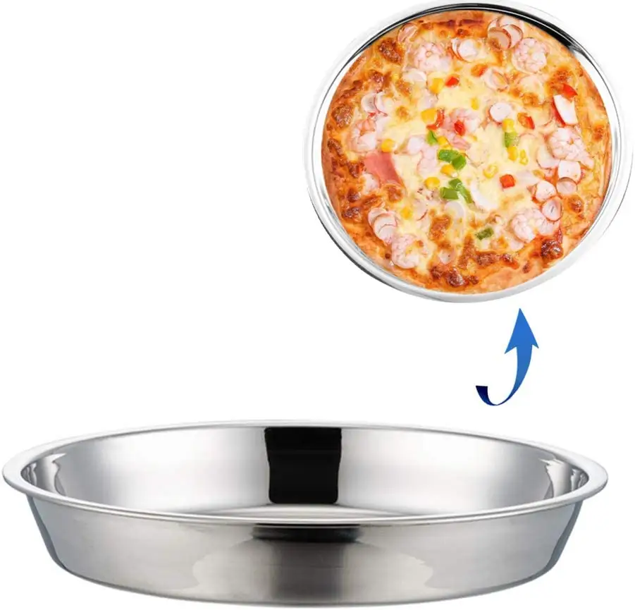 Üst satıcı gıda sınıfı alüminyum yuvarlak Pizza Pan düz kek ekmek pişirme tepsisi derin çanak mutfak gereçleri